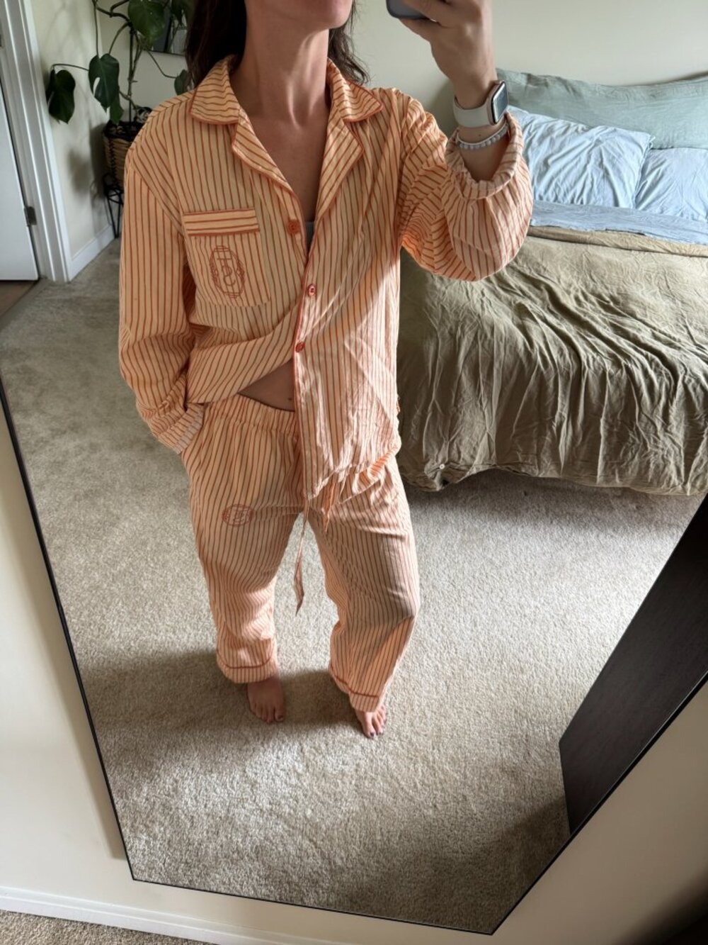 Taylor Swift "The Life of a Showgirl" Orange Striped Pajama Set Size Medium
